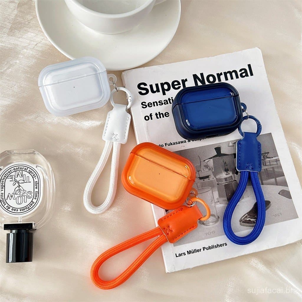 Capa Transparente De TPU Colorida Para AIRPODS 1 2 3 4 ANC PRO 3 2 Protetora Com Cordão