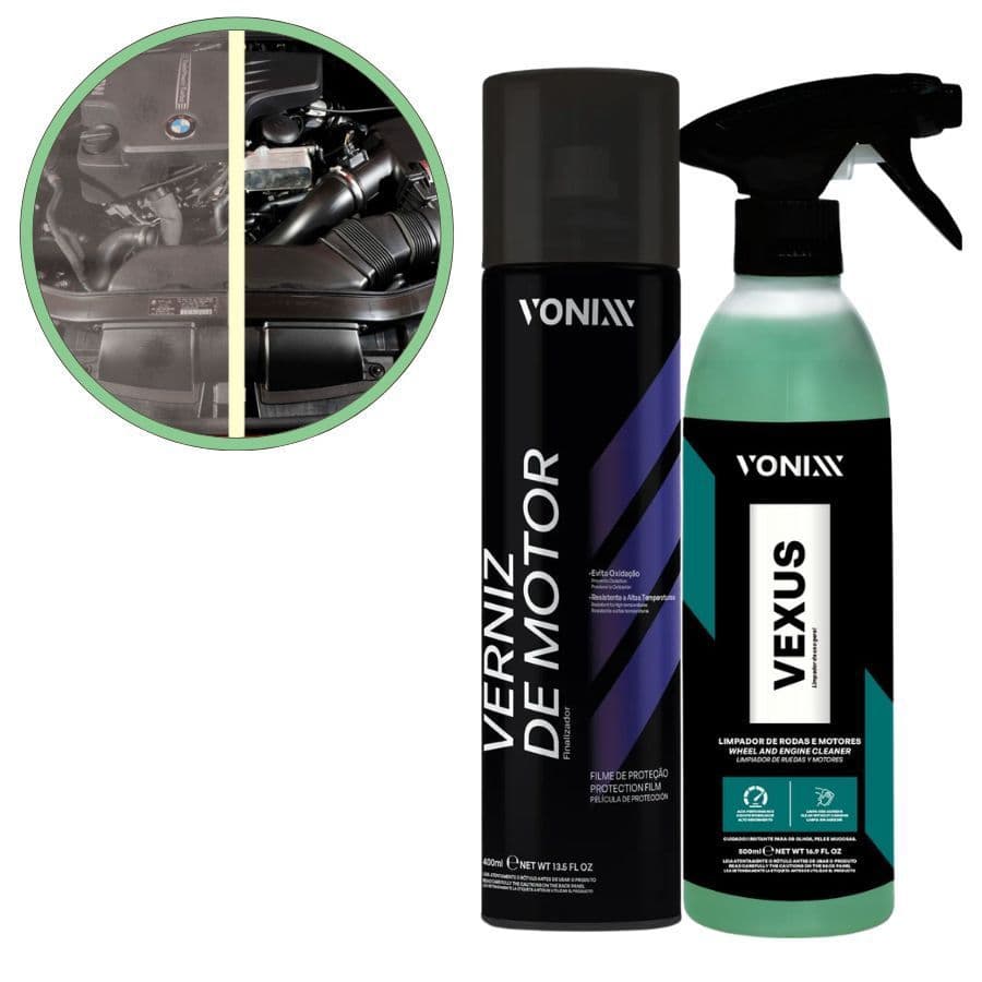 Kit Limpa Motor Vexus 500ml + Verniz Vonixx 400ml Brilho e Proteção