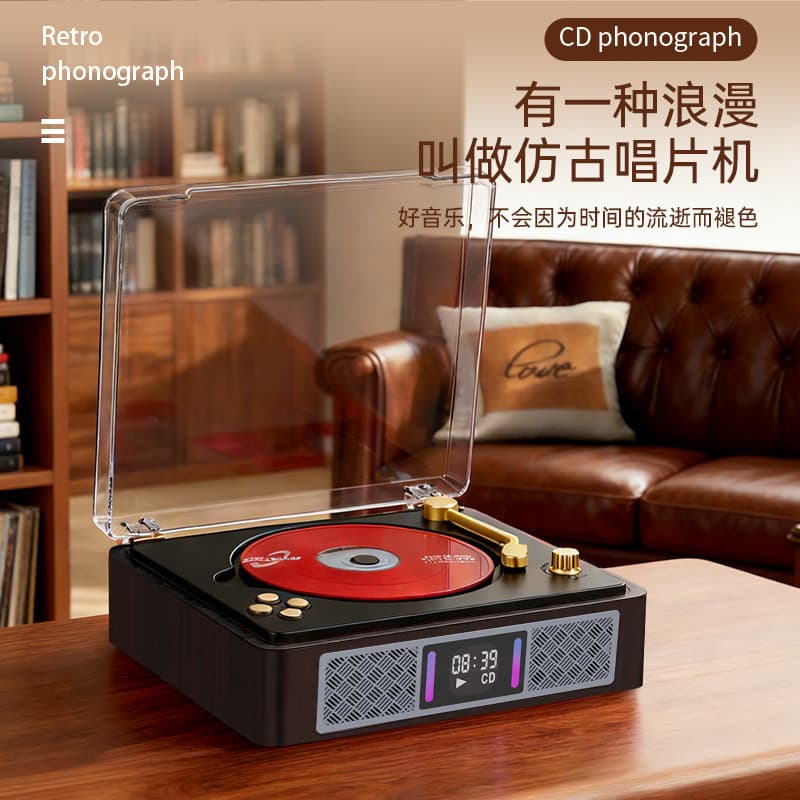 Retro CD player transmissor/receber portátil alta fidelidade qualidade de som Desktop decoração Record player áudio embu