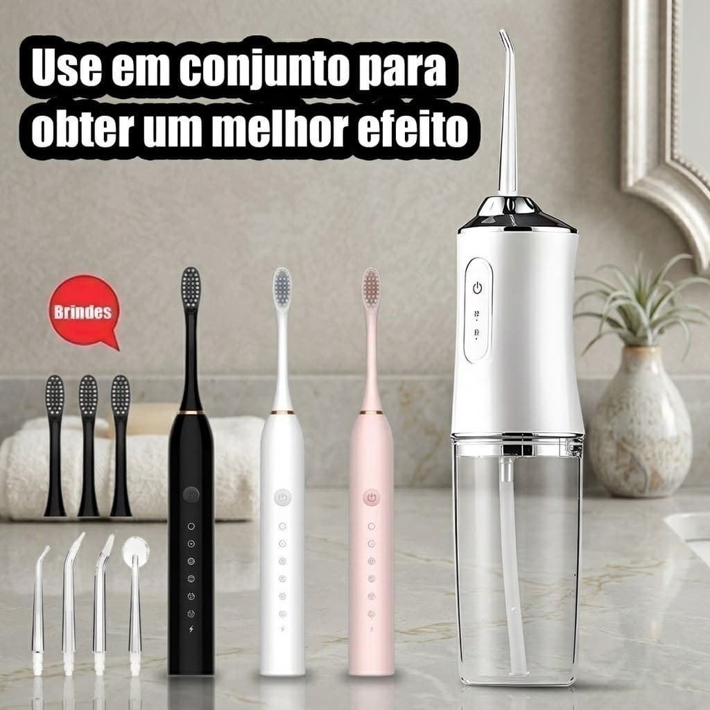 Irrigador Dental com Pontas Trocáveis e Escova Sônica de Alta Frequência