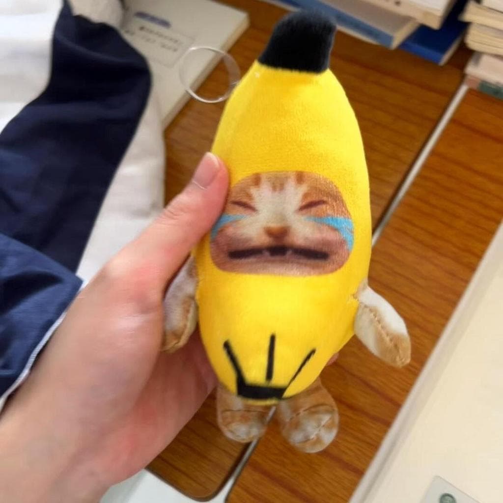 Influenciador Banana gato pitada música brinquedo complicado engraçado voz chorando boneca de pelúcia pingente presente