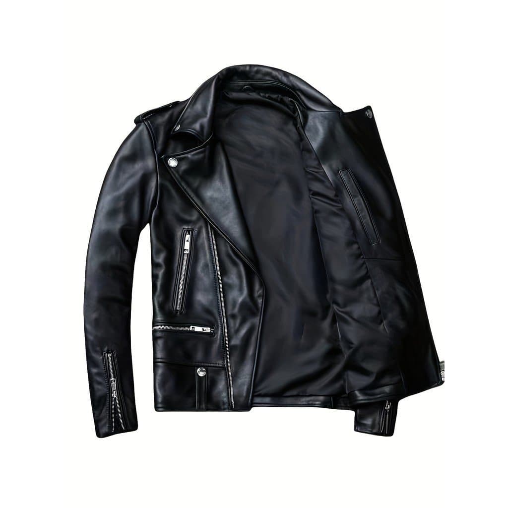 Jaqueta Masculina Slim Fit Estilo Motociclista em Couro Sintético PU