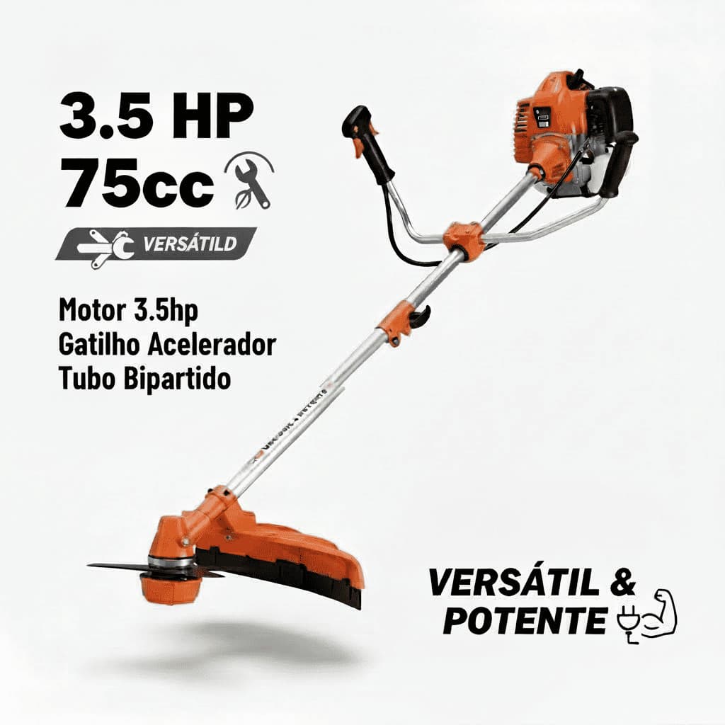 Roçadeira Aparador de Grama Cortador Profissional 75cc - 3.5hp Gasolina 2 Tempos Nakasaki