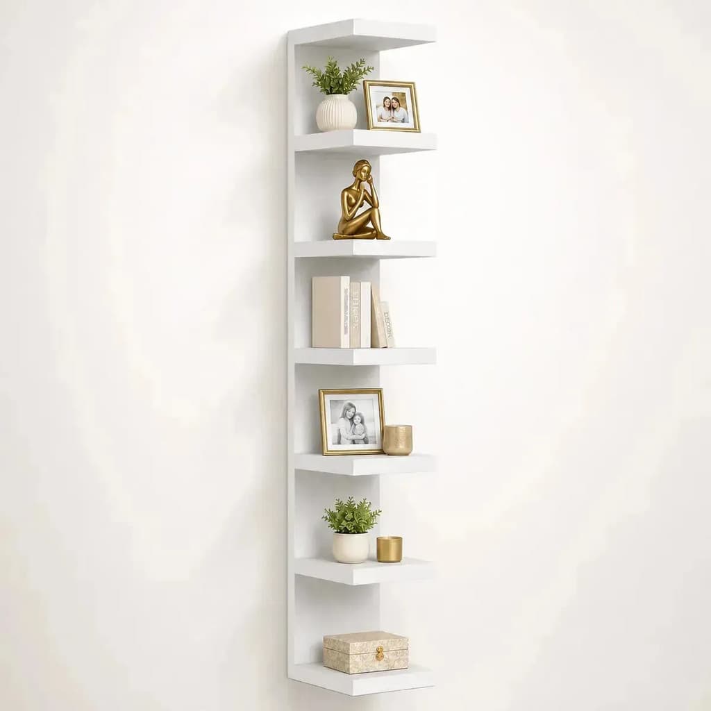 Prateleira De Parede Vertical Mdf 85cm 4 Prateleiras Branco Para Cozinha Fixação Na Parede Multiuso