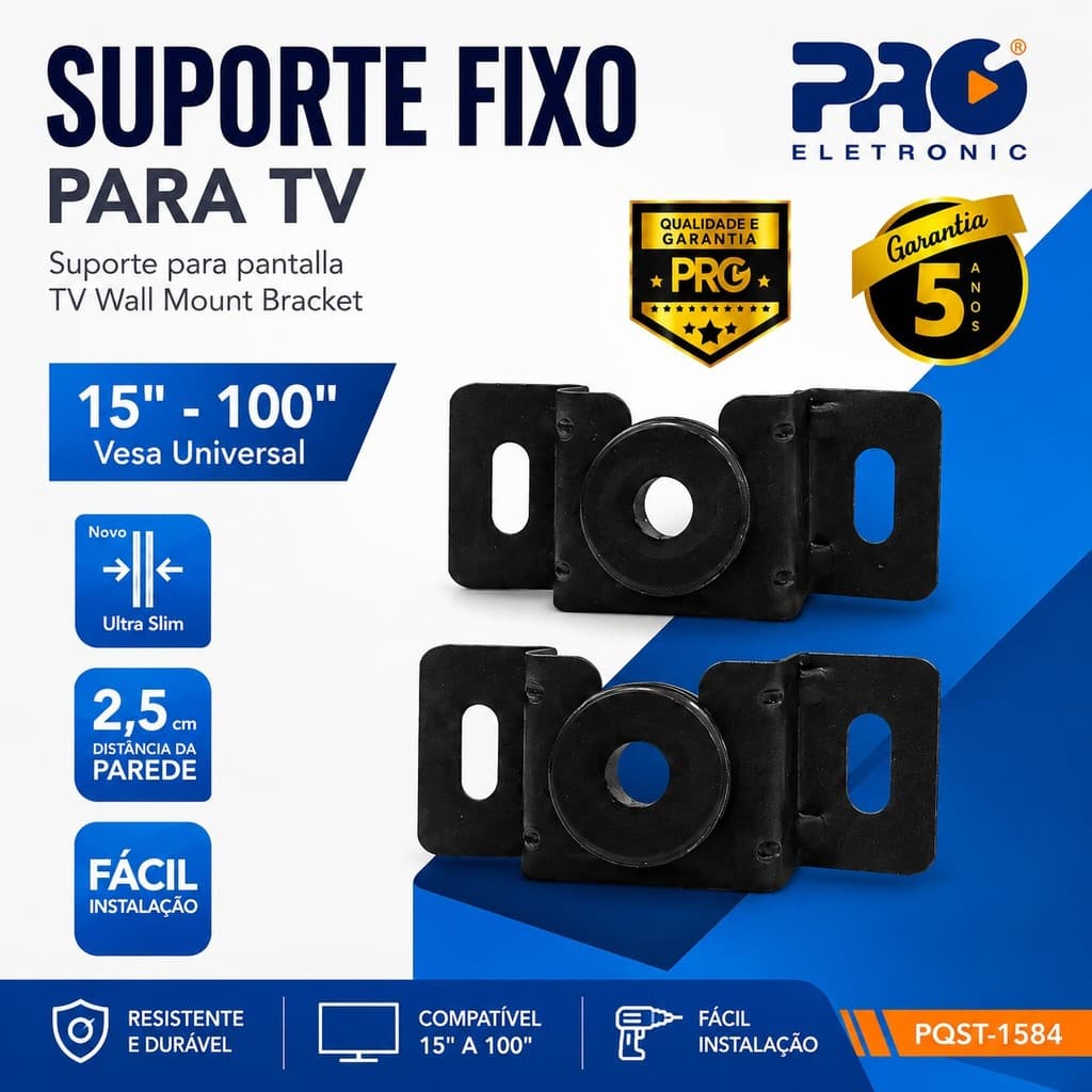 Suporte Fixo para TV de Parede Universal Resistente Fácil Instalação