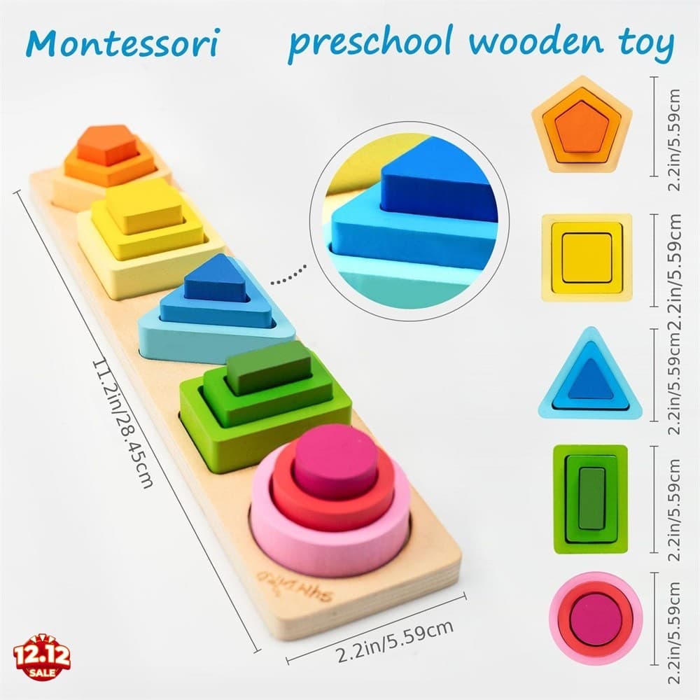 Brinquedos De Pilha Geométrica-Blocos De Construção Coloridos Para Crianças Aprendendo