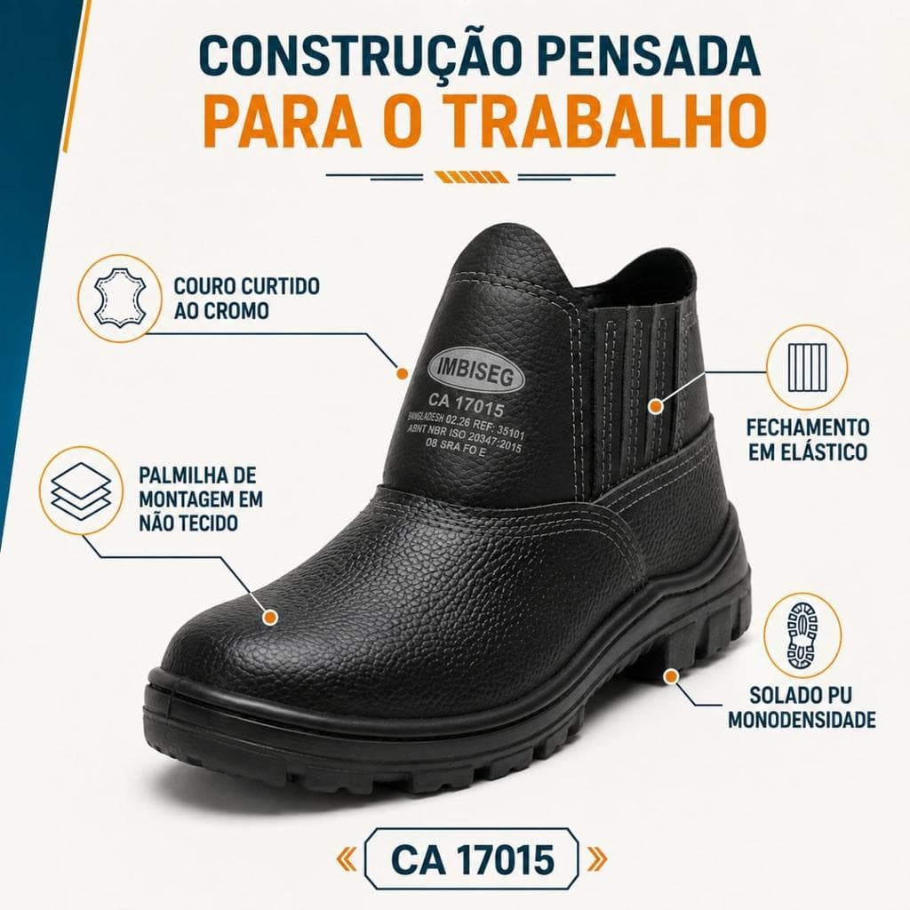 Botina de Segurança 010PVC bico em PVC couro sintético