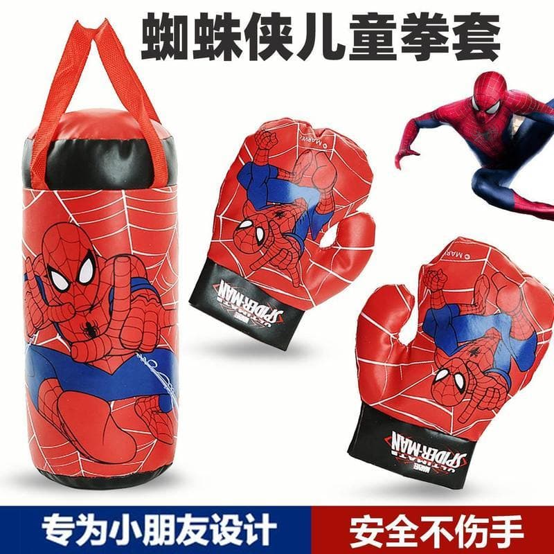 Spiderman brinquedos crianças Mini luvas de boxe saco de areia pendurado conjunto descompressão brinquedos das crianças