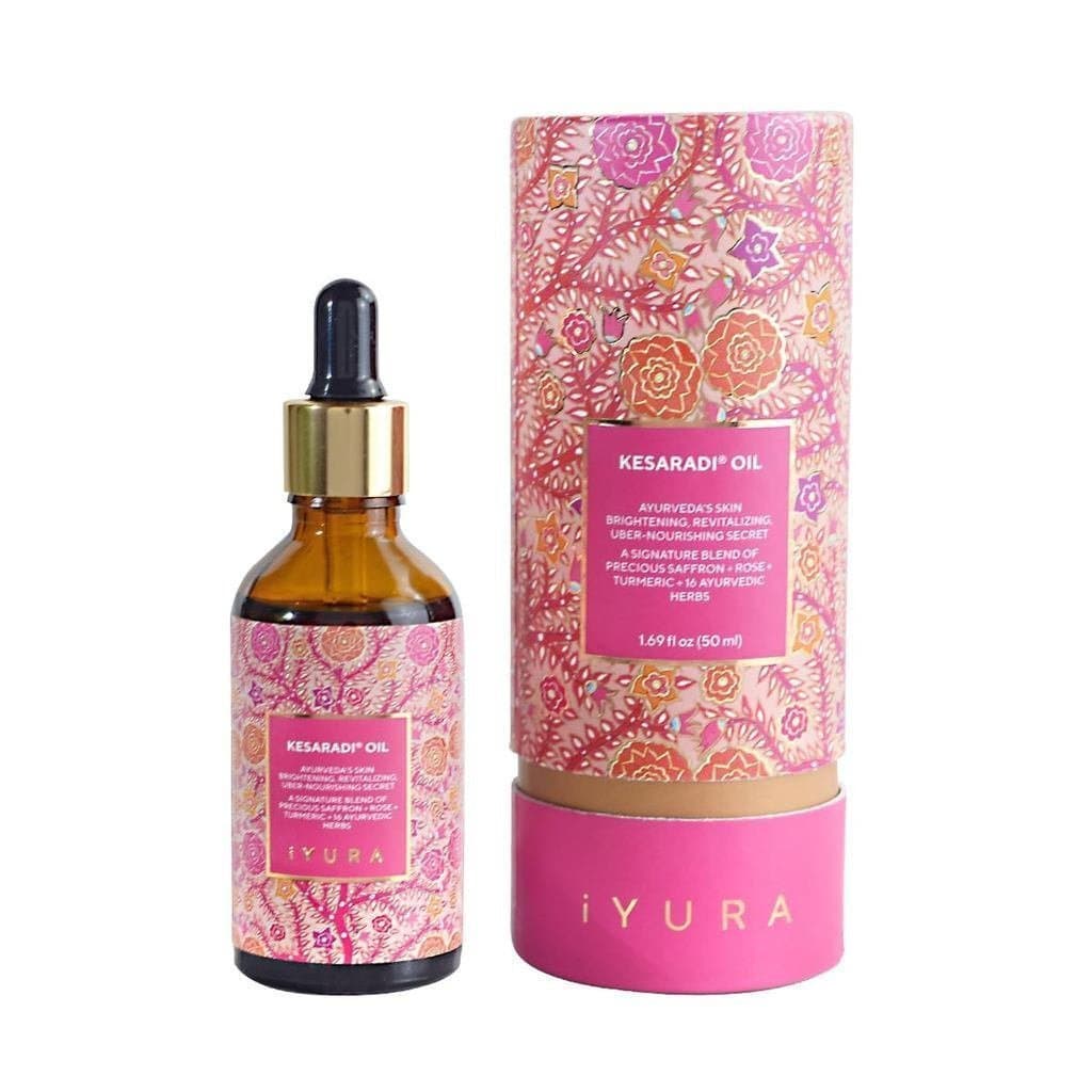 Óleo Facial iluminador de açafrão – iYURA Kesaradi |     Produtos ayurvédicos autênticos 100% naturais |     Adequado pa