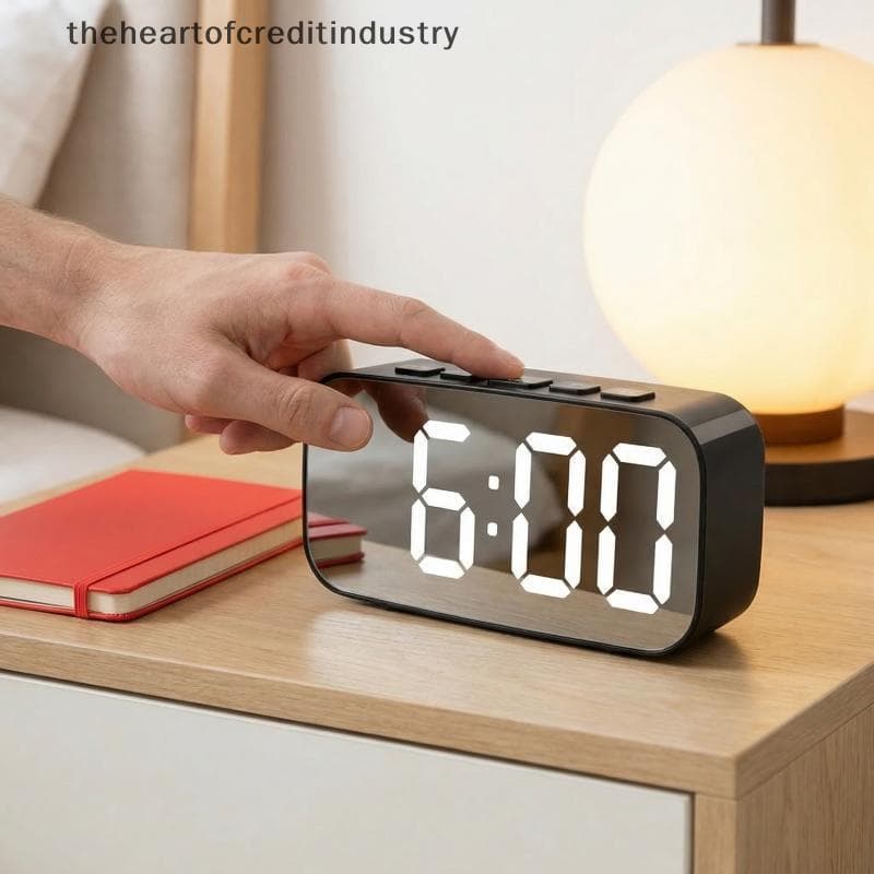 Espelho LED Mini Clo Com Brilho Ajustável Alarme Digital Elegante Para Crianças Mesa De Cabeceira De Estudante