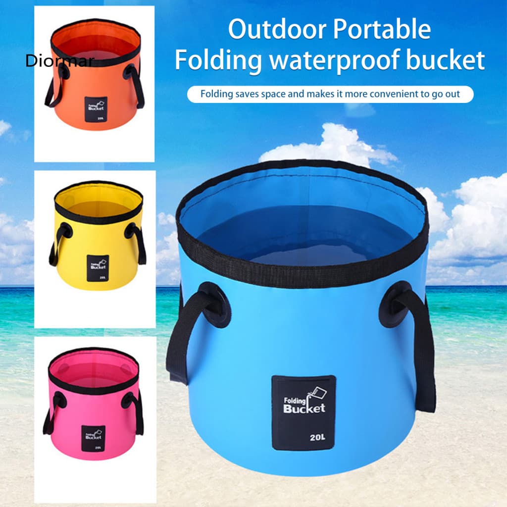 Outdoor Bucket Bag Heavy Duty 12/20l Foldable Camping with Portable Handle Waterproof Collapsible Water Storage Pail for