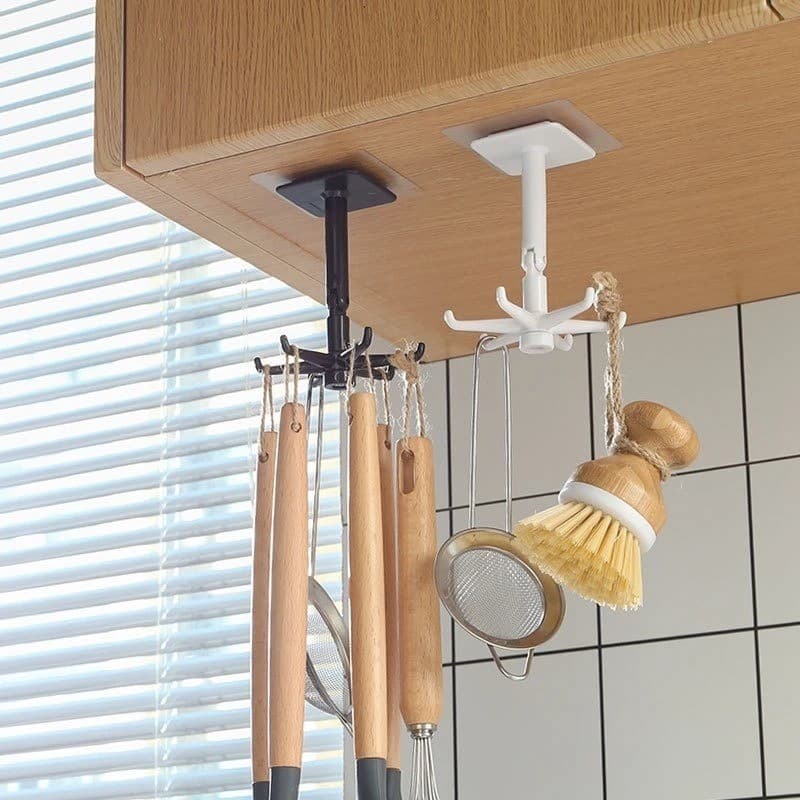 KIT 5 Suporte Giratório c/ Ganchos Adesivos para Banheiro e Cozinha (4149)