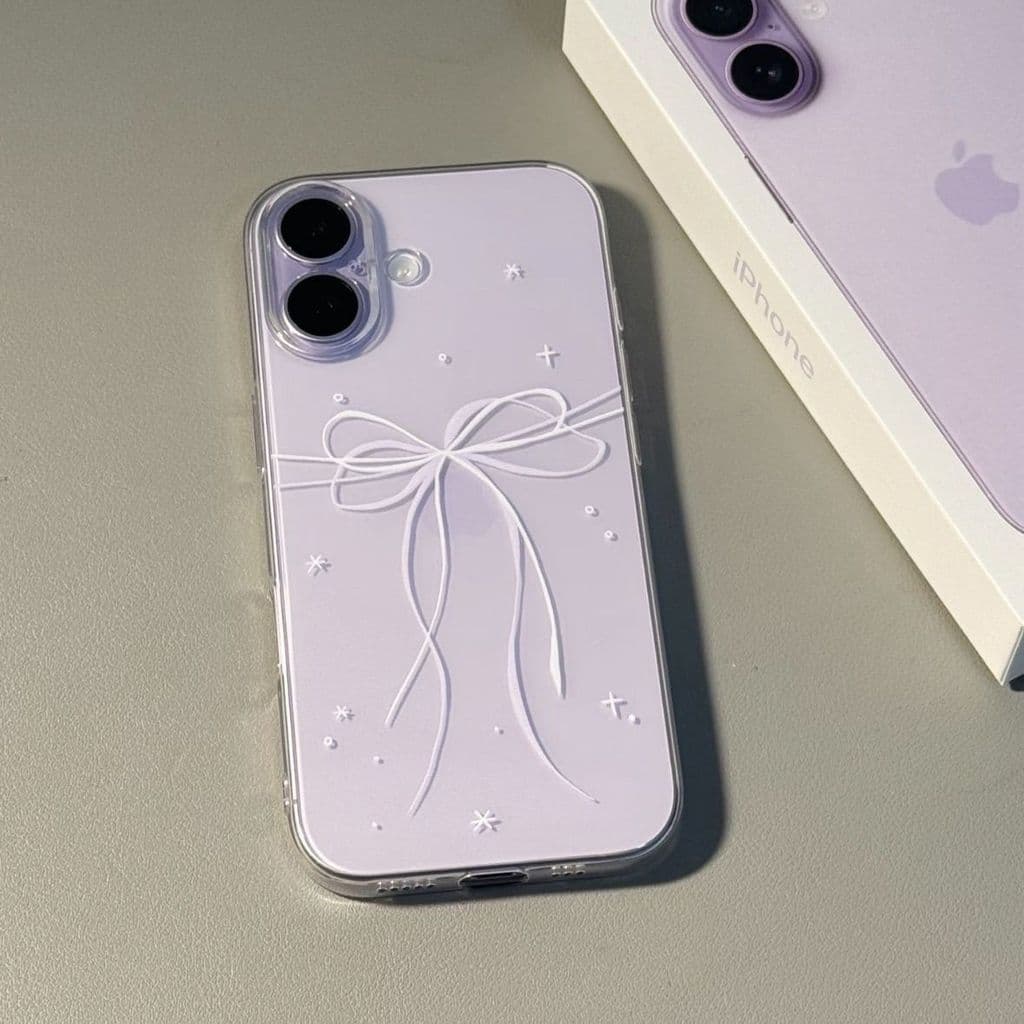 Arco roxo estilo fada adequado para iPhone 17/17 Pro Max/16 Pro/15 Capa de telefone Apple 13/11/XS/XR Orifício de precis