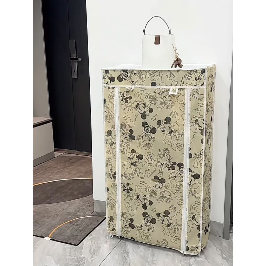 Sapateira com capa Anti-poeira estilo zíper armário de sapatos simples lona espessada multicamadas com armazenamento dom