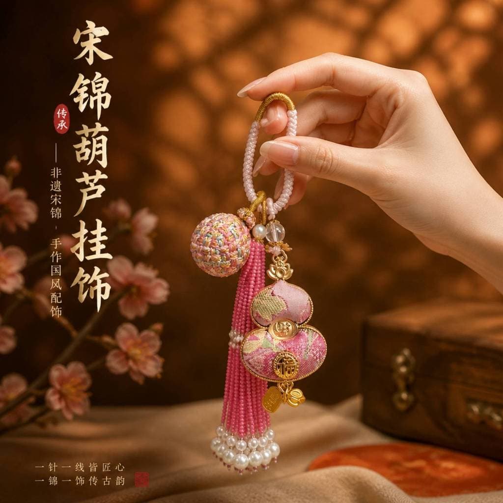 Mid-Autumn Festival presentes não restante feito à mão canção Jin dupla face cabaça pingente estilo chinês Hanfu acessór