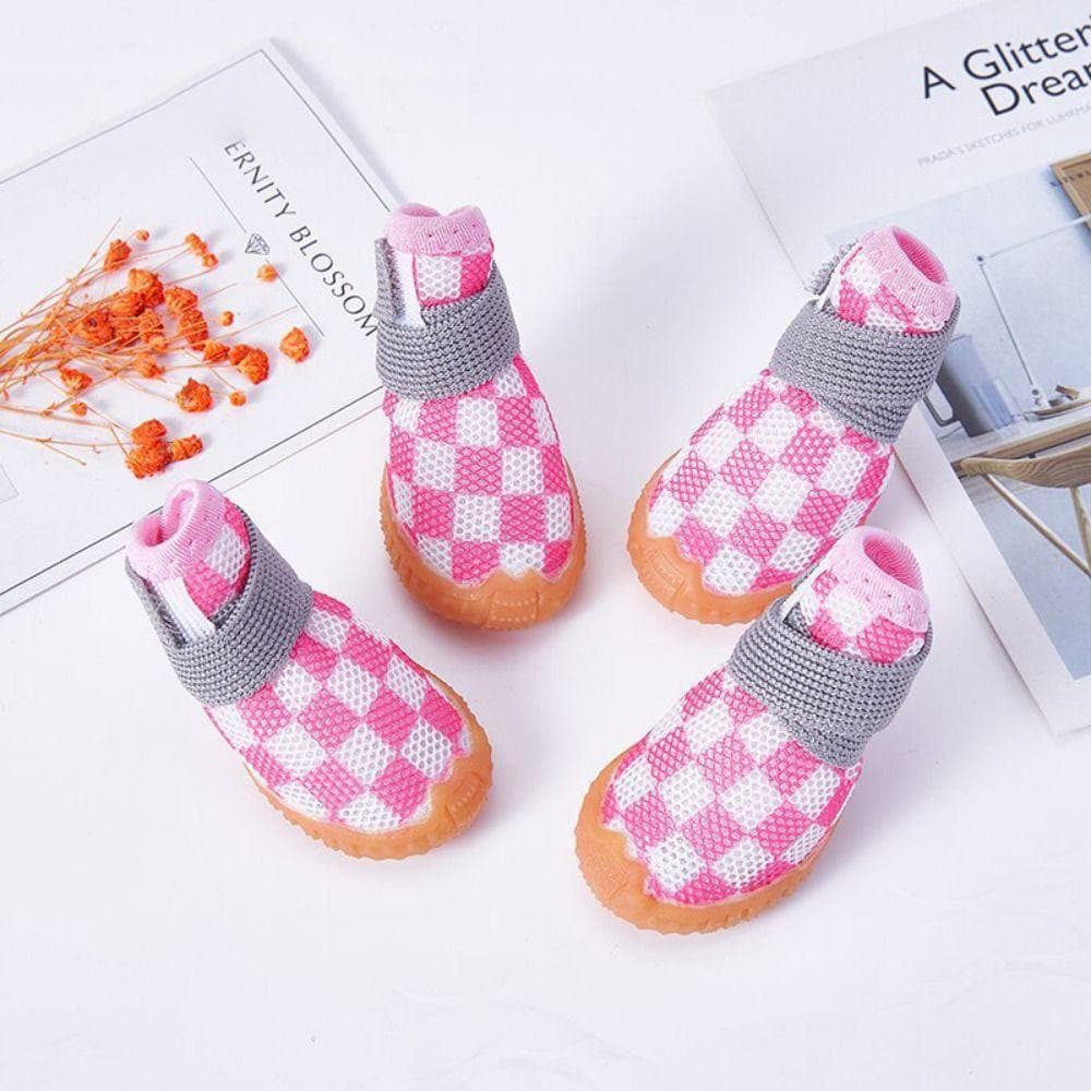 4 Unidades/Conjunto Sapatos De Malha Para Cachorros , Macios E Resistentes Ao Desgaste Respiráveis Cães De Estimação , B