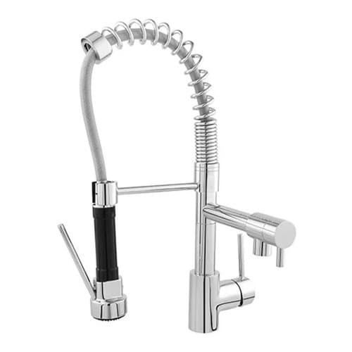Torneira Gourmet Monocomando Metais Prateada Brilhante em Metal de Mesa 1 Furo com Bico Extensível
