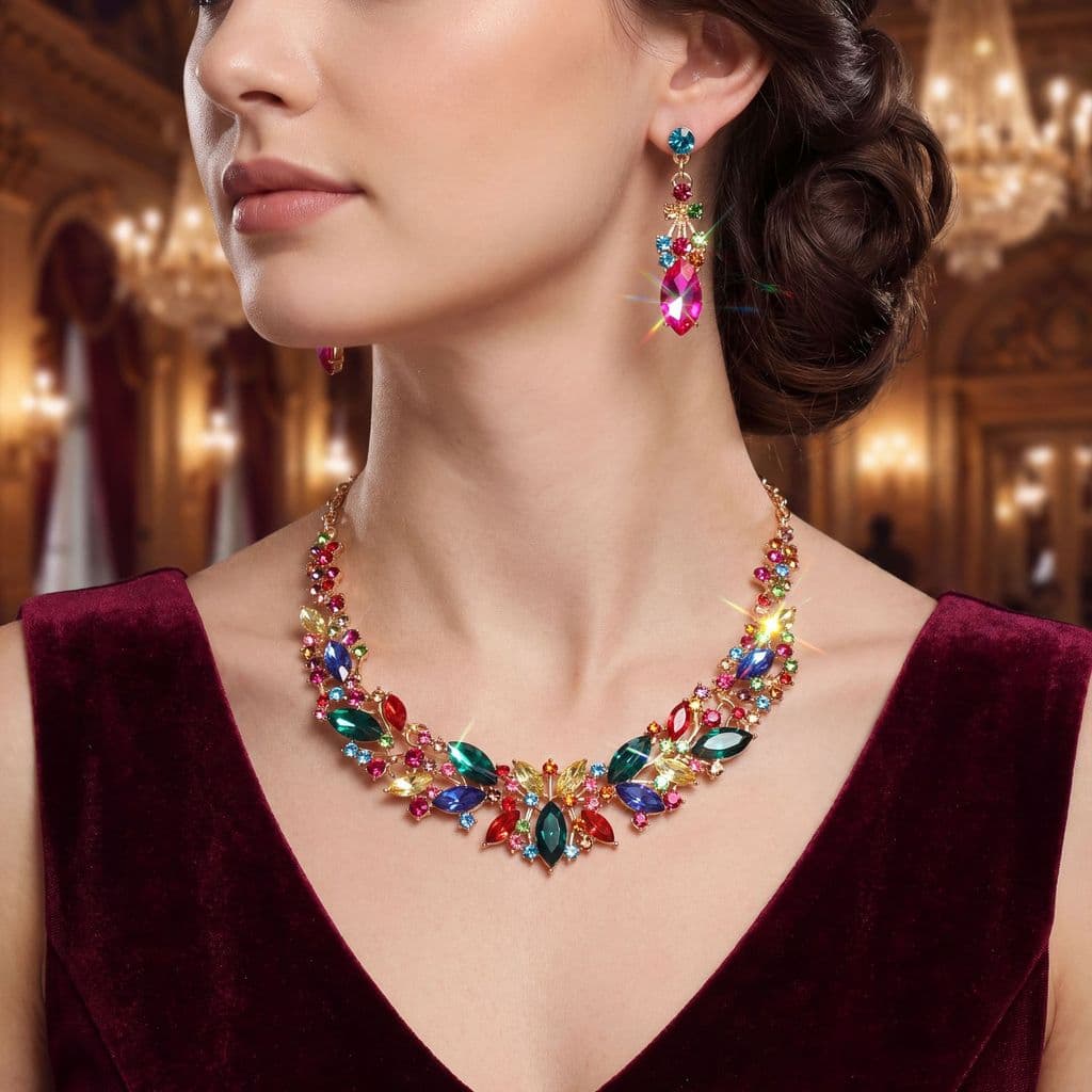 Moda Europeia E Americana Colar De Cristal Brinco Conjunto De Joias Vestido De Noiva Acessórios De Versáteis Para Mulher