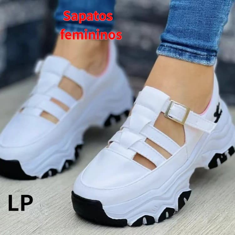 Calçados Femininos LP, Sandálias Plus Size, Novas Sandálias Esportivas Femininas, Bico Redondo, Sola Grossa, Cano Baixo,