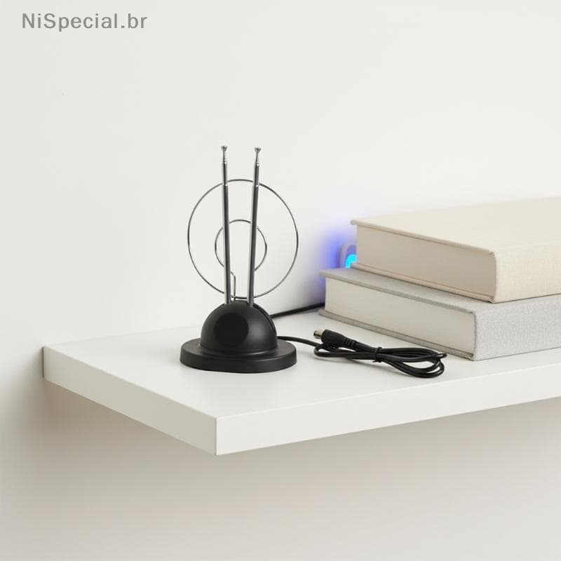 [Nis] Antena De TV Interna Digital Analógica Rabbit Loop Universal VHF UHF HDTV Sinal Transparente Para Visualização Em