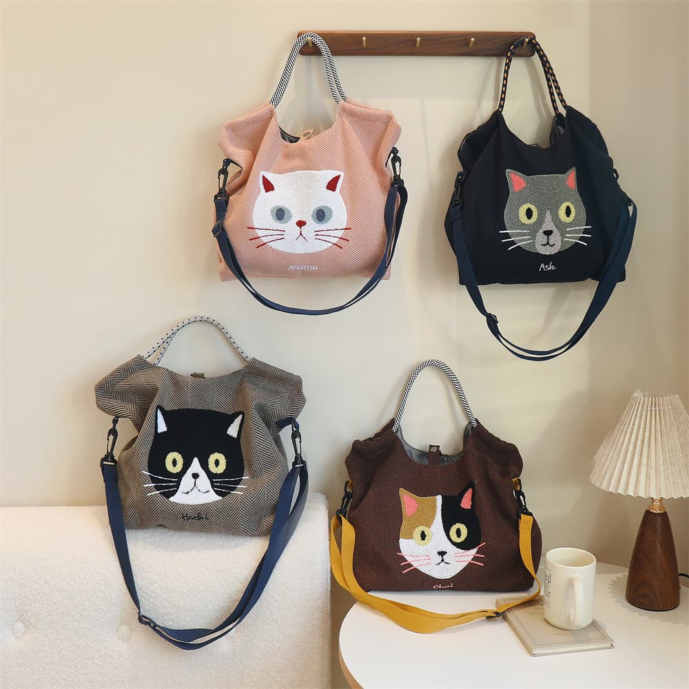 Novo japonês dos desenhos animados bordado sacola moda grande capacidade bolsa feminina portátil Diagonal bolsa de ombro