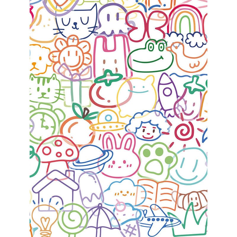 50 folhas de linhas de cores de desenho animado Dopamina adesivos de elemento pequeno estilo ins desenho animado de alto