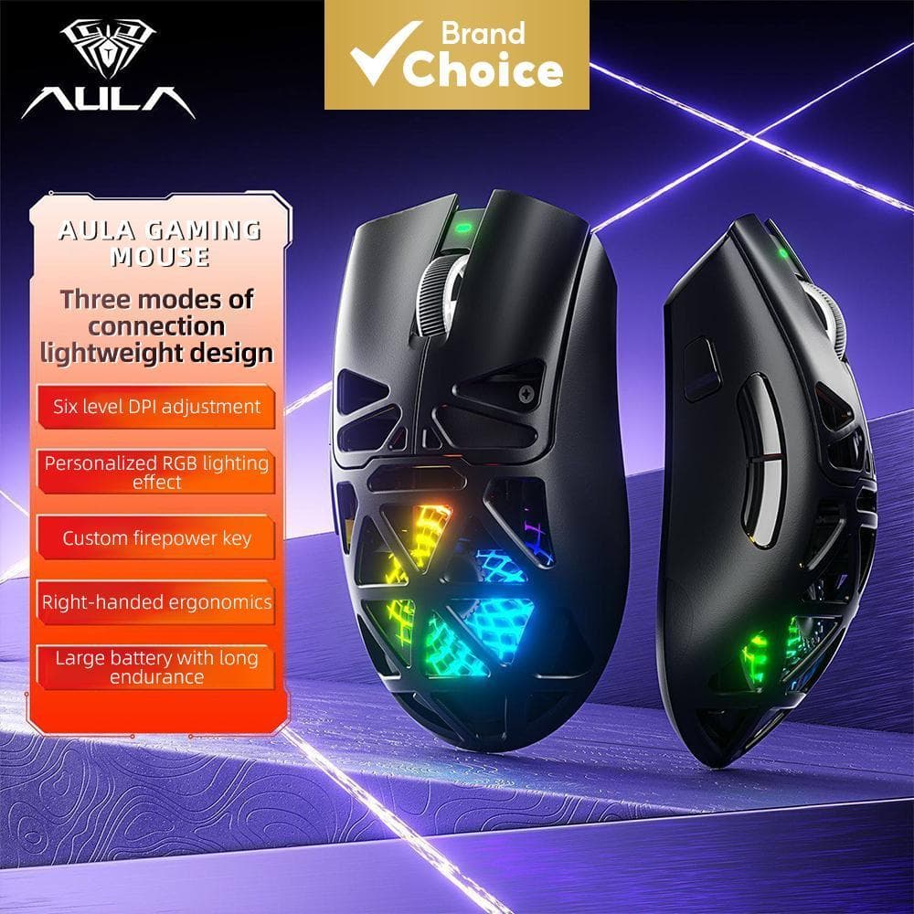 Mouse Gamer Sem Fio Aula SC620, Tri-Modo 2.4GHz/USB-C/BT5.3, Mouse Computador 12000 DPI, Macros Programáveis com Botão