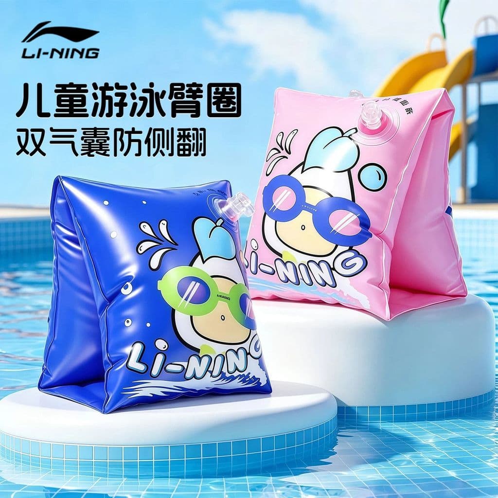 Li Ning Anel de braço de natação infantil Anel de braço Manga de água Manga flutuante Anel de braço flutuante para bebê