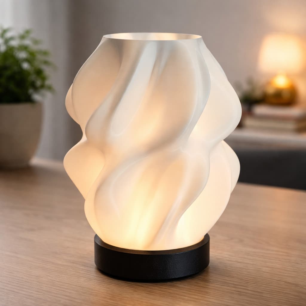 Abajur/Luminária Decorativa Escultural – Design Moderno com Luz Ambiente Quente