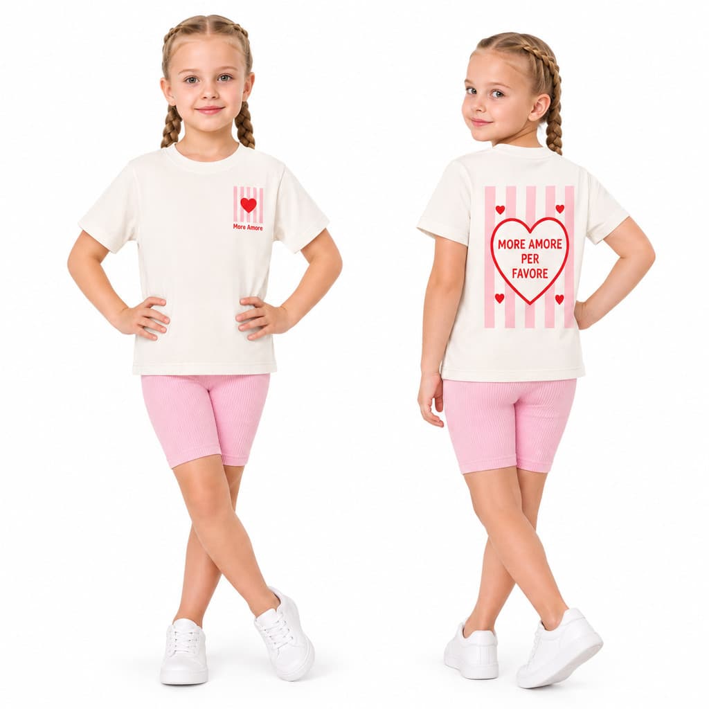 Conjunto Infantil Menina Camiseta Algodão + Bermuda Ciclista Biker Canelada Roupa Infantil Menina Verão 2 a 12