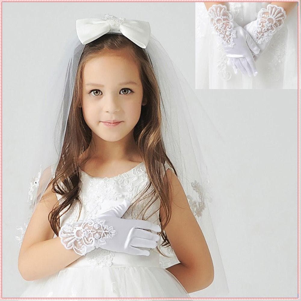 Princesa Luvas Cetim Lantejoulas Luva Presentes De Aniversário Crianças Usar De Dedo Cheio