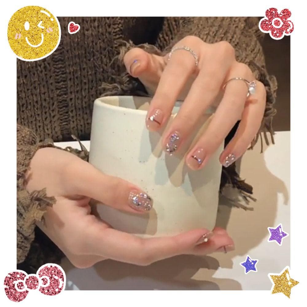 24 Peças De Unhas Postiças , Bailarina De Amêndoa Longa , Nials Falsos , Prensa De Chama De Borboleta Mancha