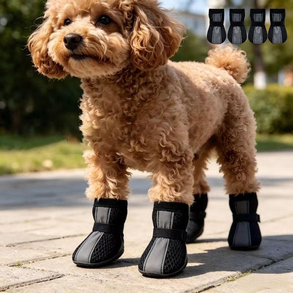 MIOSHOP 4 Pçs/SET Botas Para Animais De Estimação , Sapatos De Malha Antiderrapante Cães , Protetor Respirável Com Alça
