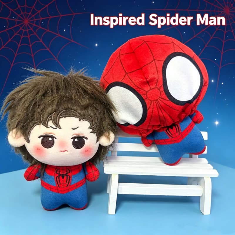 Boneco de pelúcia do Homem-Aranha, inspirado nos fãs, feito de algodão, um adorável brinquedo de super-herói, um boneco