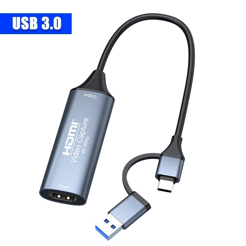 Placa De Captura De Vídeo 4K USB-C Para HDMI 2 Em 1 PC De Gravação De Jogos Com Transmissão Ao Vivo