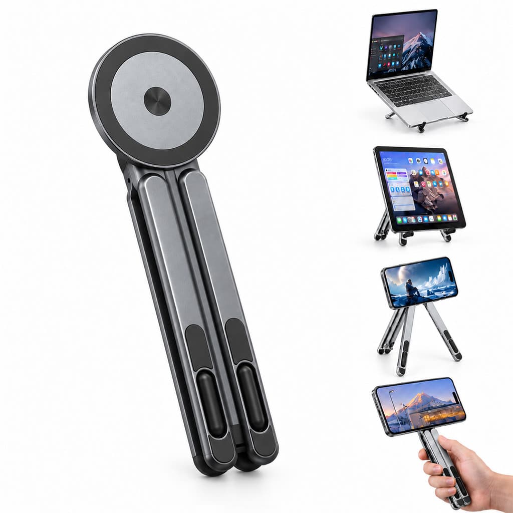 Suporte Magnético Dobrável 3 Em 1 Celular Tablet Notebook