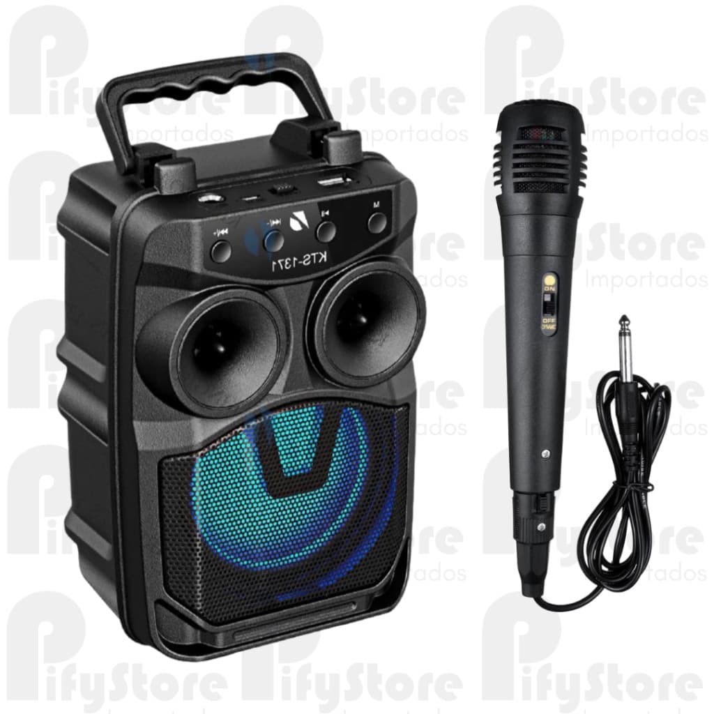 Caixa de Som Amplificada Karaokê KTS 1371 Bluetooth Rádio Fm Recarregável Com Microfone