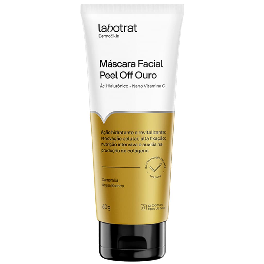 Mascara Facial Removedora De Cravos Acido Hialuronico Antioleosidade Peel Off Ouro Labotrat 60g