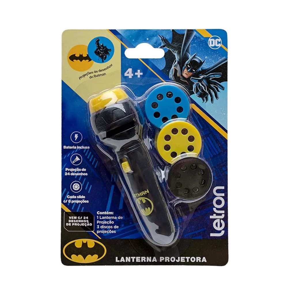 Brinquedo Infantil Lanterna Projetora Batman c/ 3 Slides Letron Leo&Leo Leonora - 10464