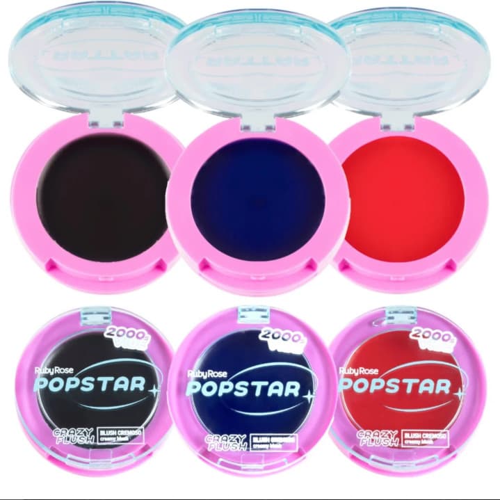 Blush Cremoso Crazy Flush Reage Com o PH da Pele Alta Pigmentação Popstar - Ruby Rose