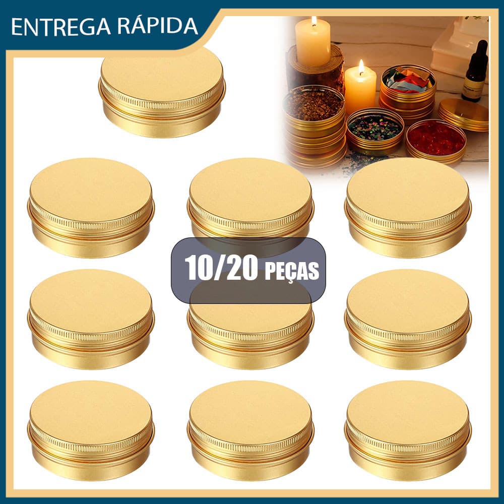 Kit 10/20 Latinhas de Aluminio 50ml/50g Para Velas Aromaticas e Velas Artesanais Lembrancinhas--Dourado