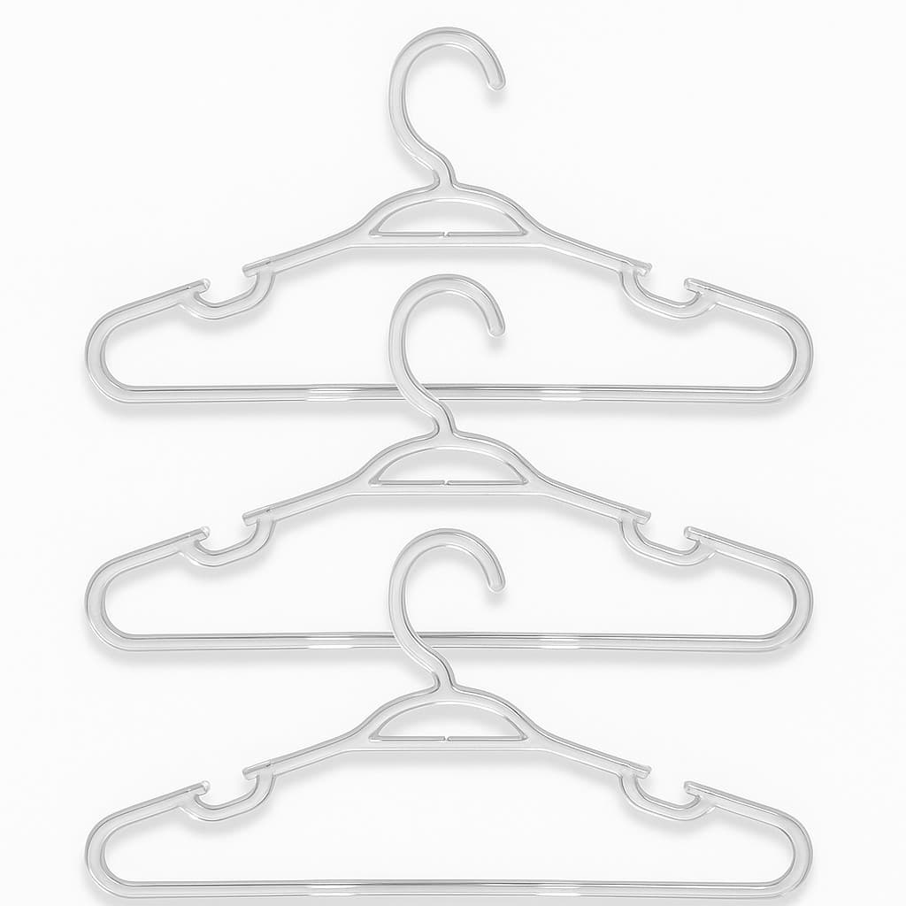Kit 3 Cabides Acrílico Infantil Transparente | Roupas de Bebê e Criança Organizadas