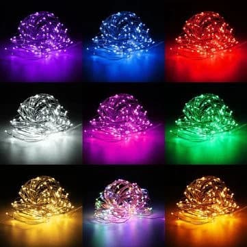 KIT com 2/5/10 Peças Fio Fada 3m Prata Cordão Luz Cores Natal 30 Leds uso 2 Pilha