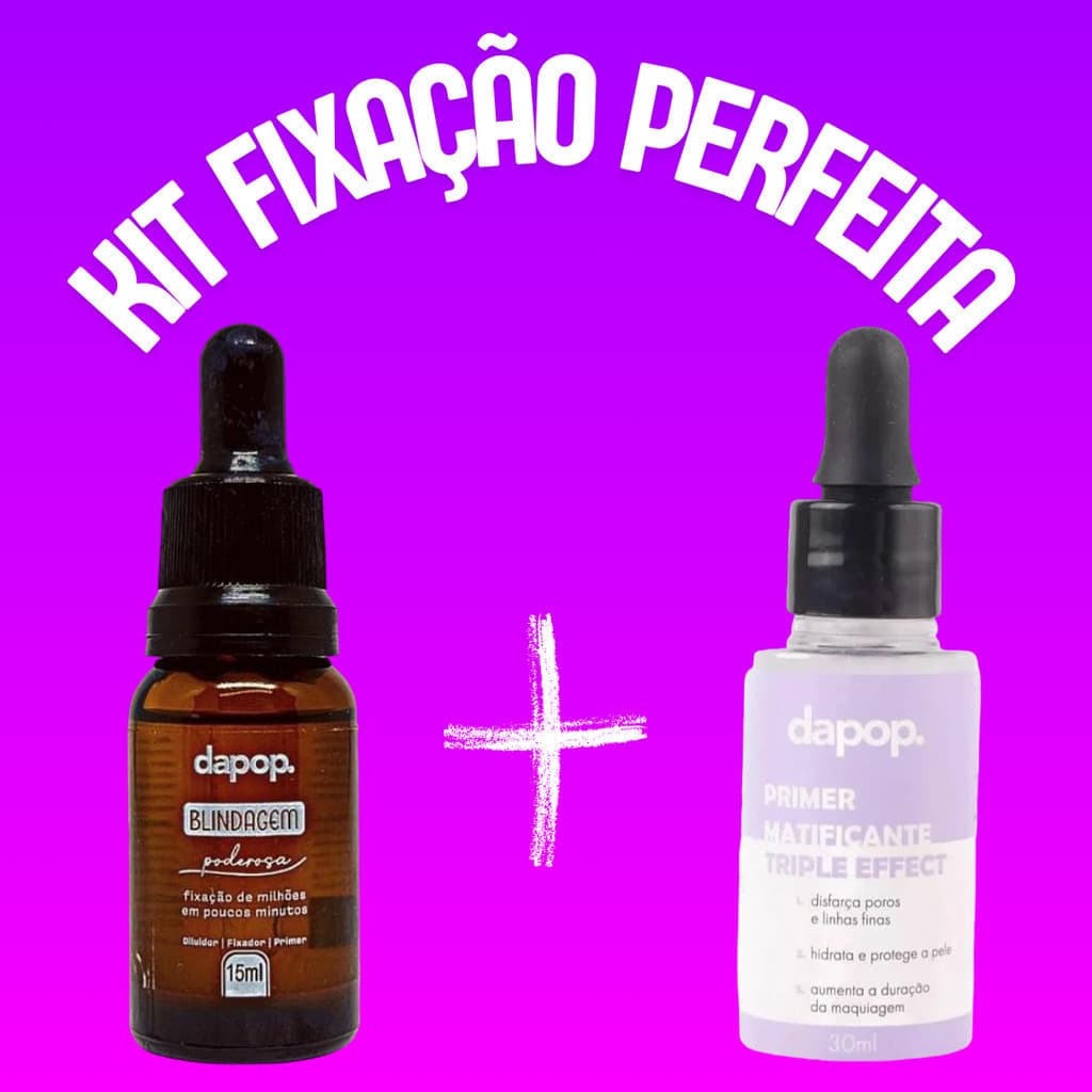 Kit Blindagem Poderosa de Maquiagem + Primer Facial Matificante Triple Effect Miss Lary