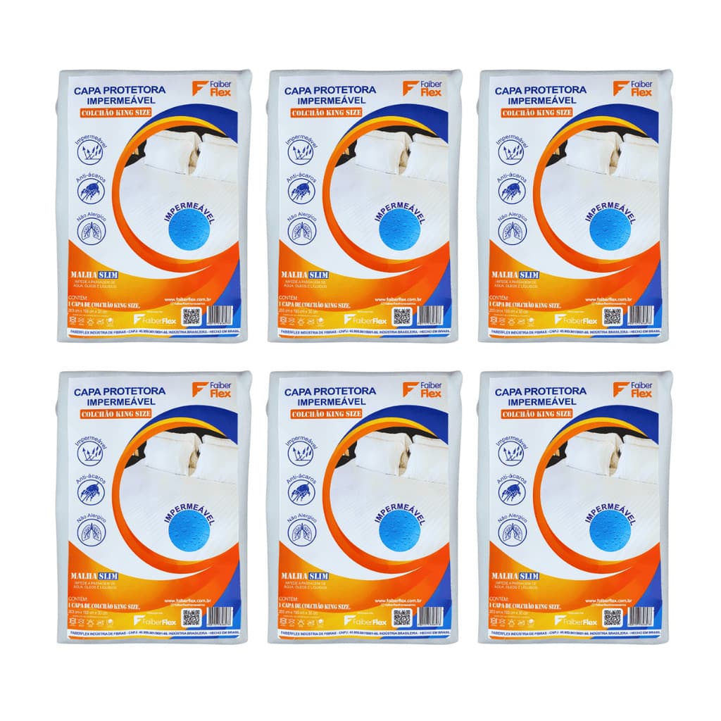 Kit 6 Capas Protetoras King Impermeável Antiácaro Malha