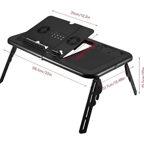 Tomate Mtn888 Mesa Articulada Dobravel P/ Notebook Com Cooler Sofa Cama Negro