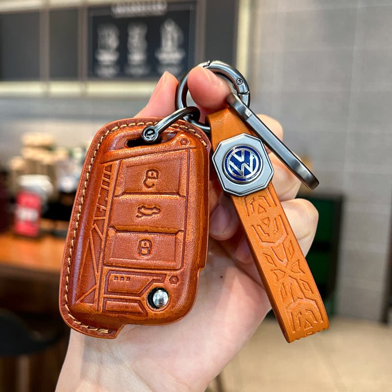 Capa para chave Volkswagen Sagitar Transcendent Passat Megat b9 Bora Car Lavida cc Shell polo Golf Fivela de couro