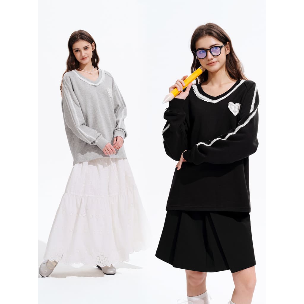P PSO marca feminina bonito filhote de cachorro toalha inferior com decote em V moletom de malha feminino solto Casual r