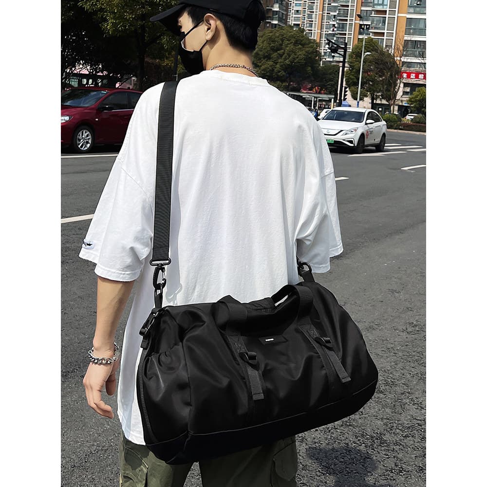 Bolsa de viagem de curta distância de grande capacidade masculina preta novo estilo bolsa esportiva academia bolsa