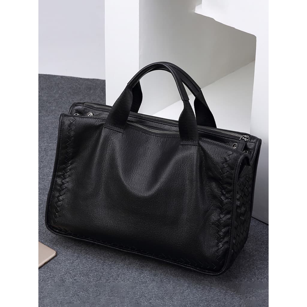Bolsa masculina de couro genuíno genuíno, bolsa mensageiro de pele de carneiro, Casual, couro macio, grande capacidade,
